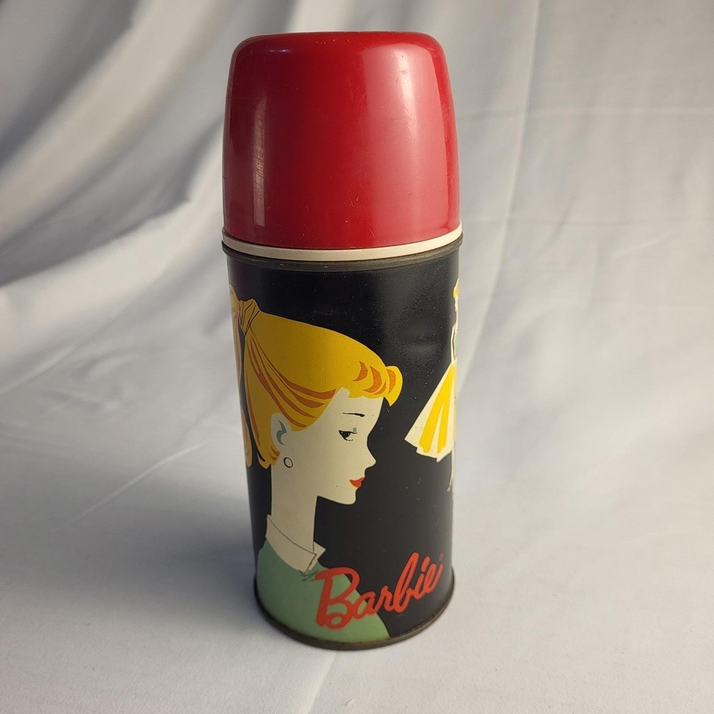 1962 Mattel Barbie Metal Thermos Red Lid #2025H